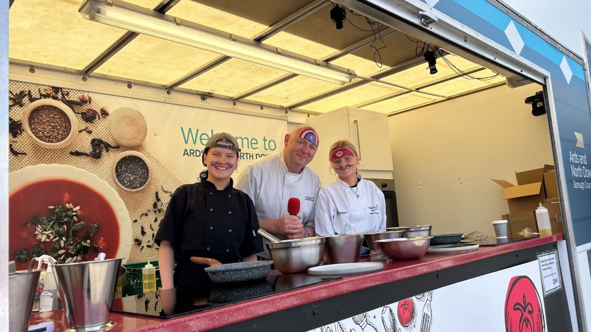 Thomas McCluney with Culinary Arts Students at Sea Bangor